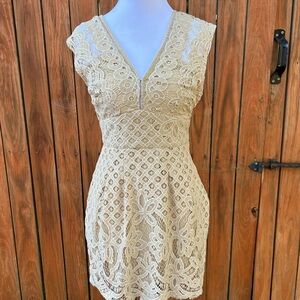 Beige Free People One in A Million Lovers Mini Dress
